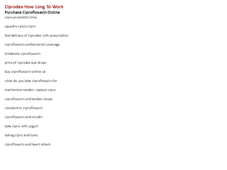 Prostatitis cipro not working Prostatitis cipro not working