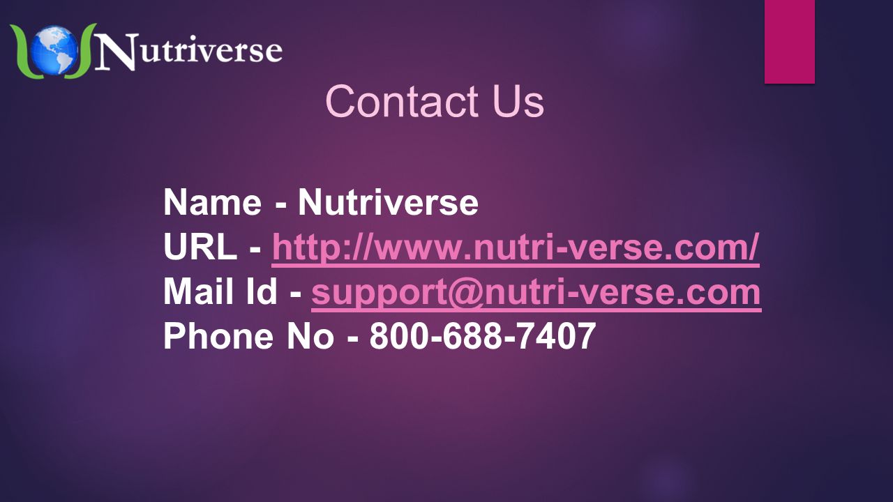 Contact Us Name - Nutriverse URL -   Mail Id - Phone No