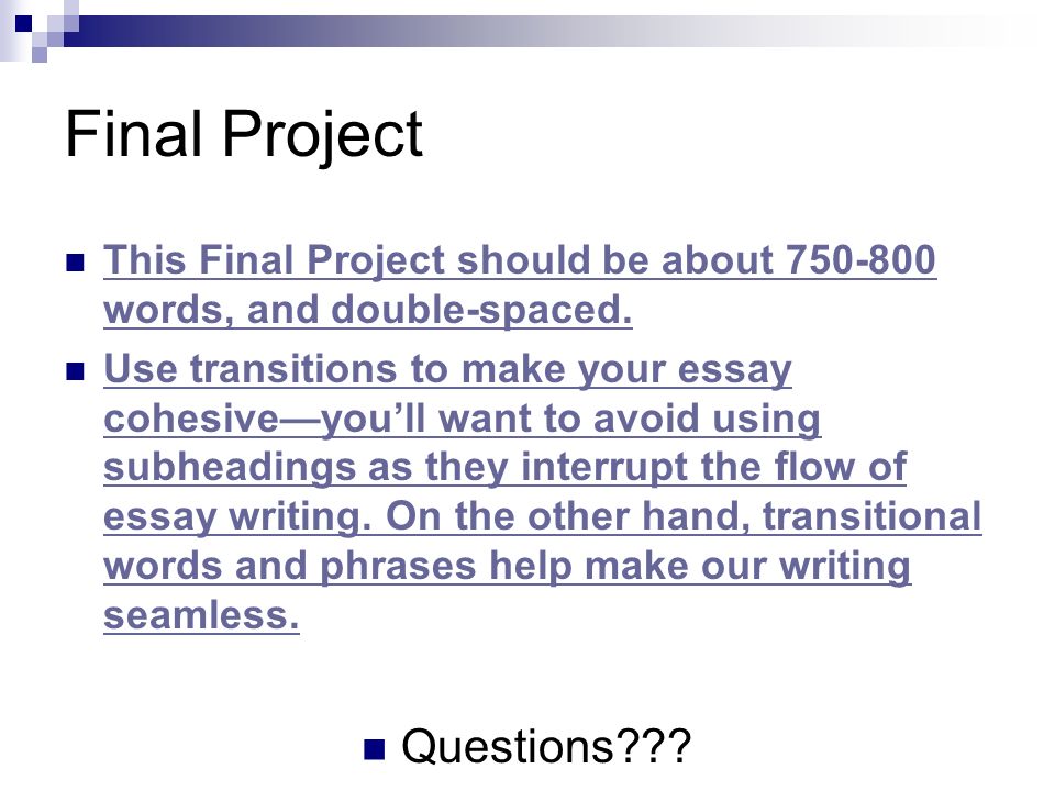 750 Word Essay Example