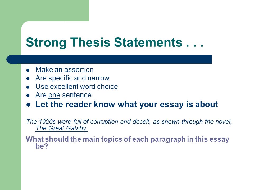 how to make a good thesis statement for an essay