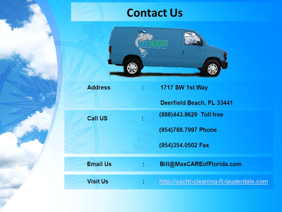Contact Us 1717 SW 1st Way Deerfield Beach, FL Call US : (888) Toll free (954) Phone (954) Fax Address :  Us : Visit Us :