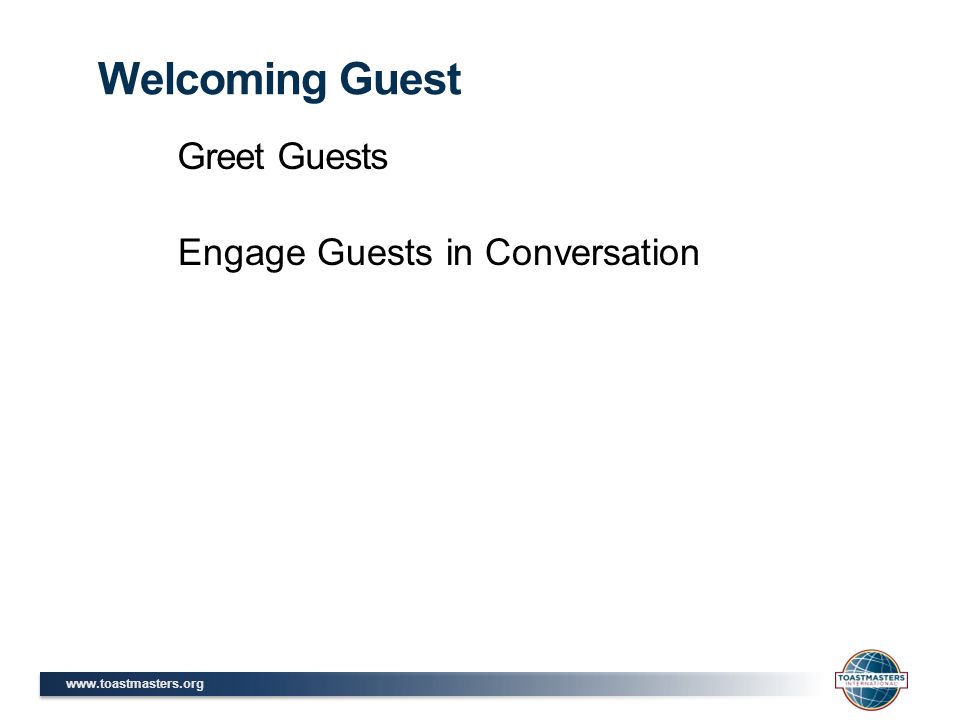 Greet Guests Welcoming Guest Engage Guests in Conversation