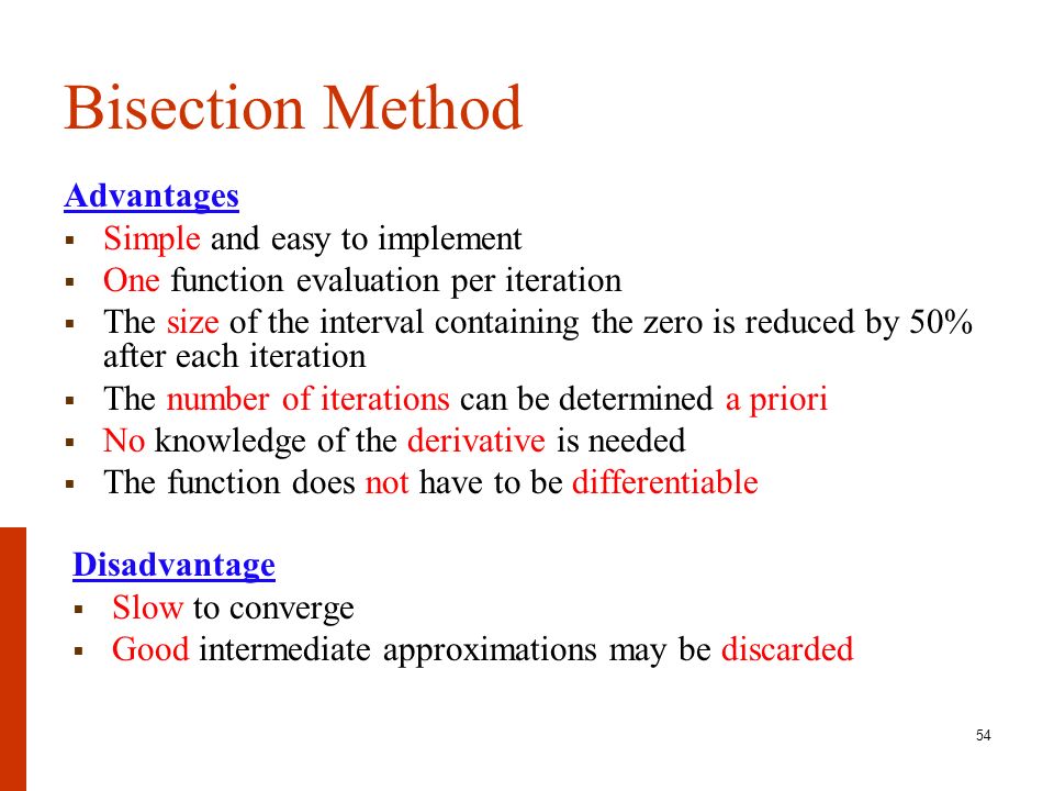 Bisection method by hand