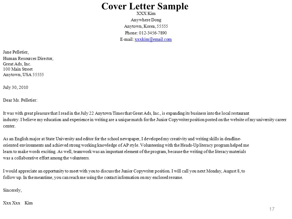 Sample cover letter to editor of newspaper