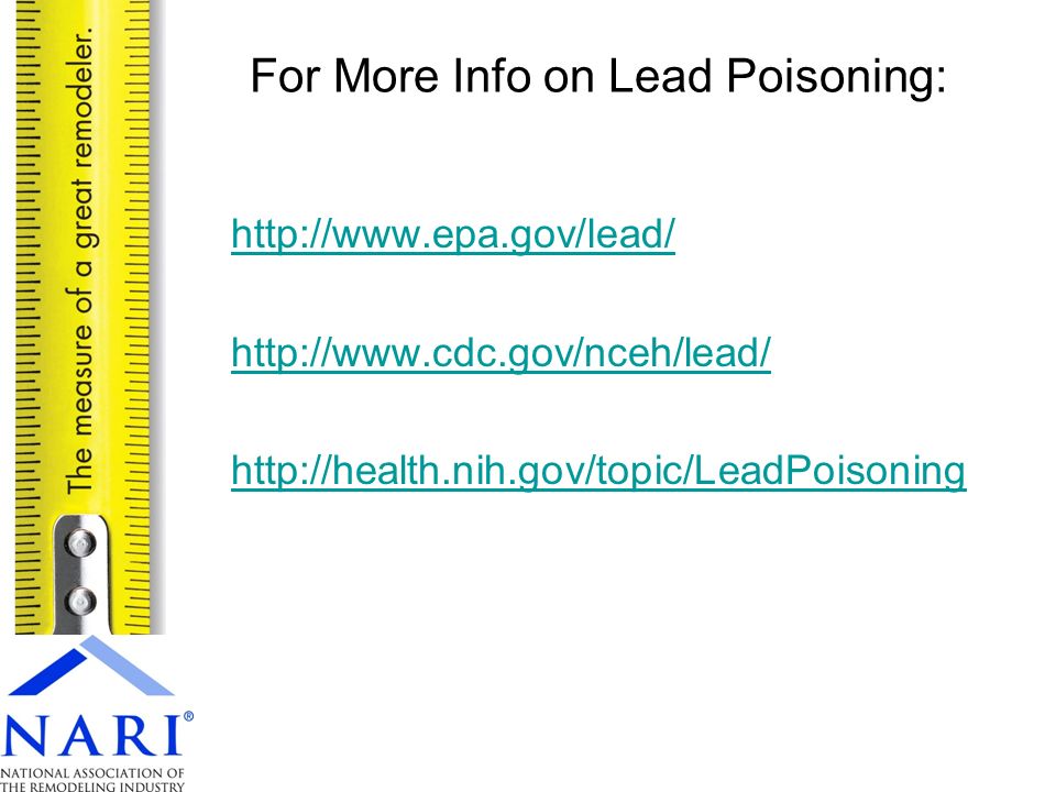 For More Info on Lead Poisoning: