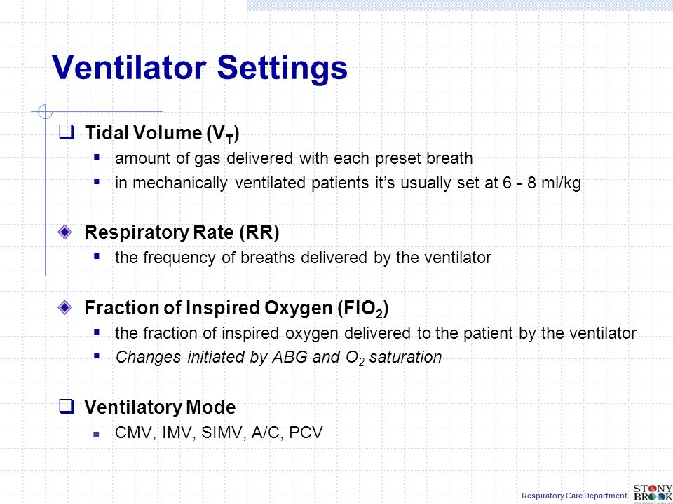 ventilator settings