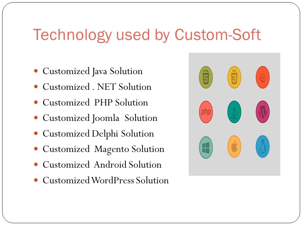 Technology used by Custom-Soft Customized Java Solution Customized.