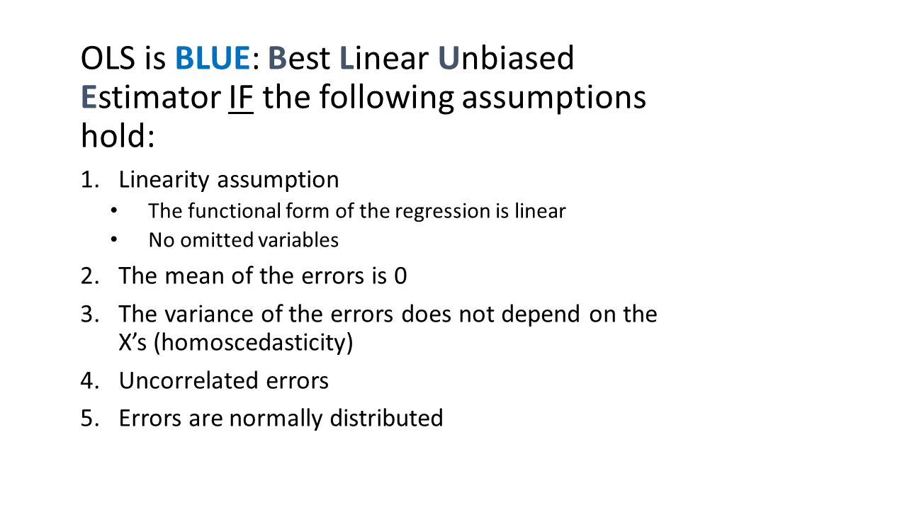 Regression Overview Definition The Simple Linear Model 5 Ols