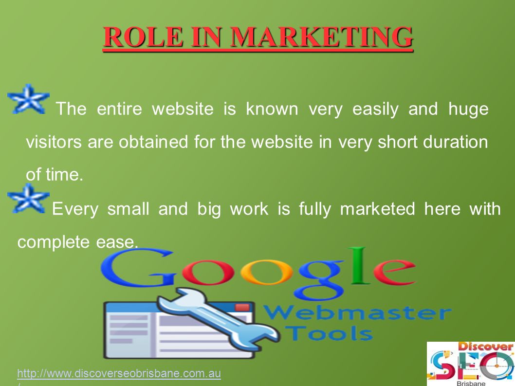 ROLE IN MARKETING The entire website is known very easily and huge visitors are obtained for the website in very short duration of time.