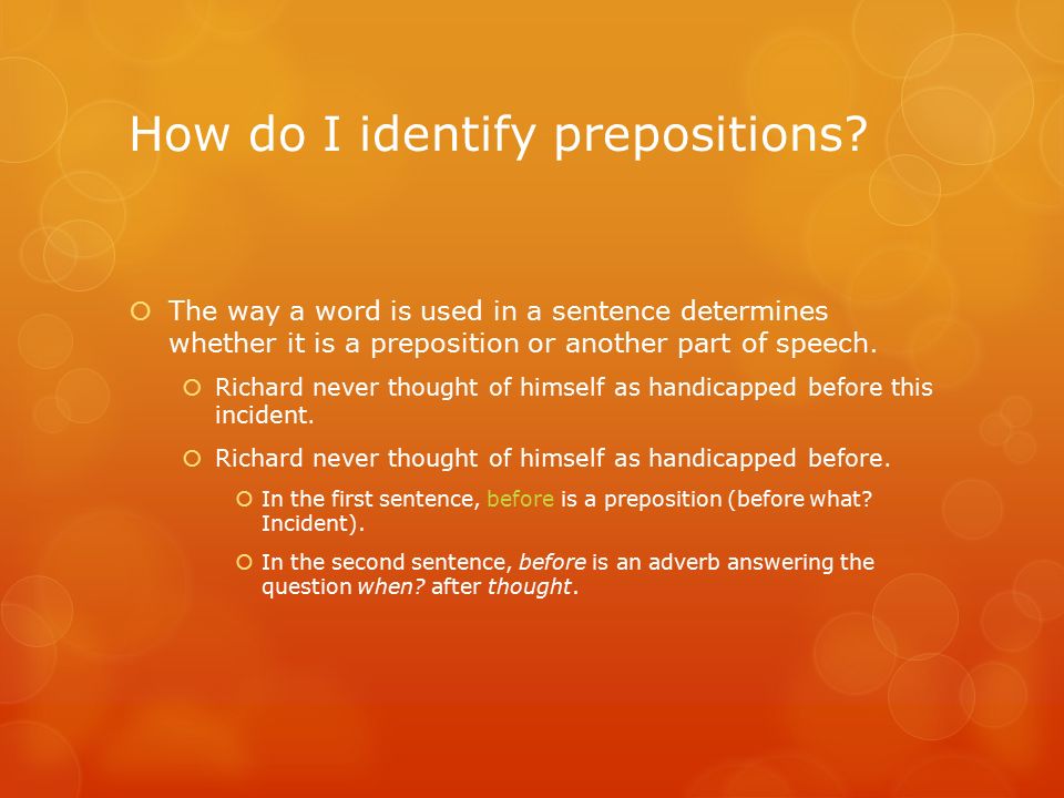 How do I identify prepositions.