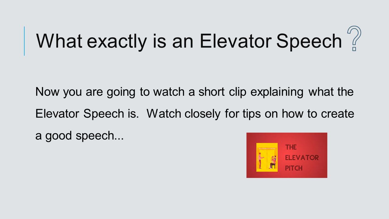 what is elevator speech