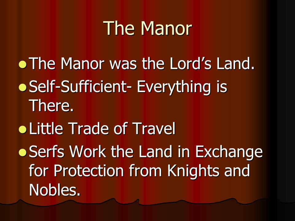 The Manor The Manor was the Lord’s Land. The Manor was the Lord’s Land.