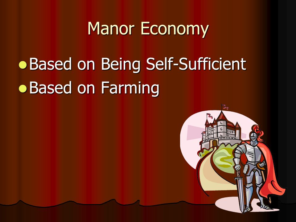 Manor Economy Based on Being Self-Sufficient Based on Being Self-Sufficient Based on Farming Based on Farming