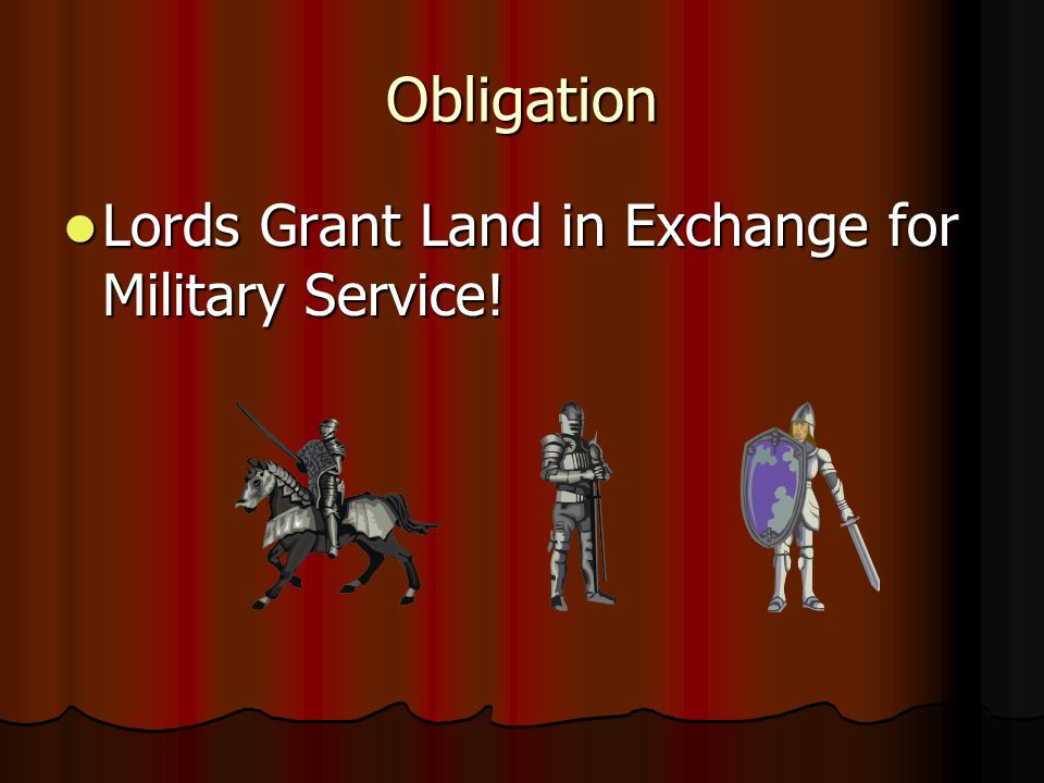 Obligation Lords Grant Land in Exchange for Military Service.