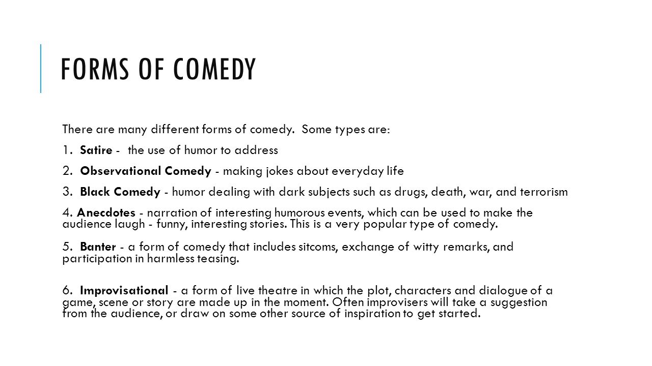 essay comedy genre Comedy is a literary genre and a type of dramatic work that is amusing and satirical in its tone, mostly having a cheerful ending the motif of this dramatic work is triumph over unpleasant circumstance by creating comic effects, resulting in. essay comedy genre Comedy is a literary genre and a type of dramatic work that is amusing and satirical in its tone, mostly having a cheerful ending the motif of this dramatic work is triumph over unpleasant circumstance by creating comic effects, resulting in.