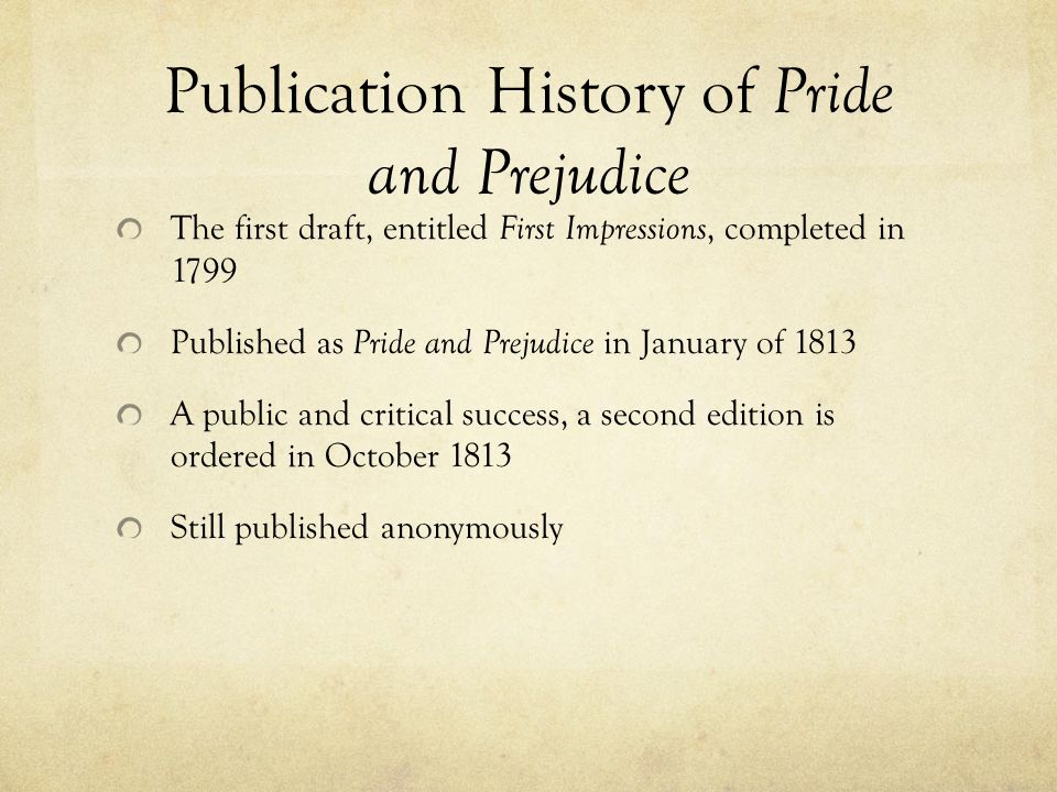 the opening of pride and prejudice essay Pride and prejudice is, first and foremost, a novel about surmounting obstacles and achieving romantic happiness for elizabeth, the heroine, and darcy, her eventual husband, the chief obstacle resides in the book’s original title: first impressions darcy, the proud, prickly noblewoman’s nephew, must break free from his original dismissal. the opening of pride and prejudice essay Pride and prejudice is, first and foremost, a novel about surmounting obstacles and achieving romantic happiness for elizabeth, the heroine, and darcy, her eventual husband, the chief obstacle resides in the book’s original title: first impressions darcy, the proud, prickly noblewoman’s nephew, must break free from his original dismissal.