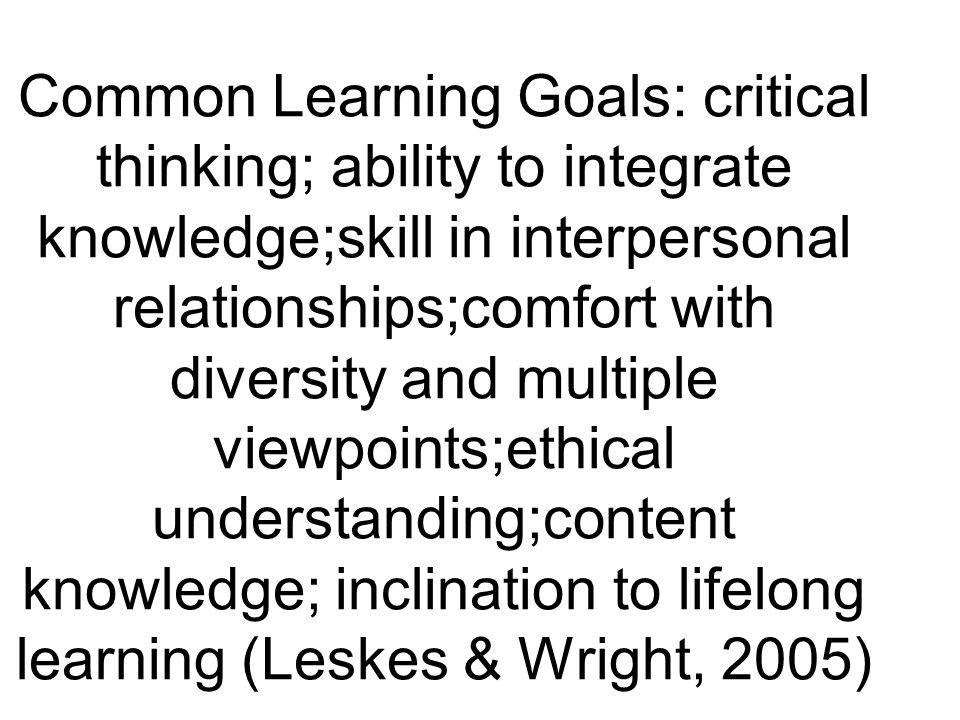 Critical thinking learning goals