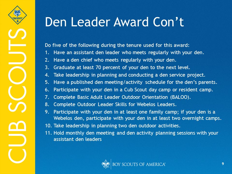 1 2 welcome to cub scout roundtable kit carson district ppt den chief award form