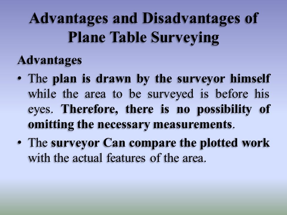 Sankalchand Patel College Of Engineering Visnagar Plane Table Advantages And Disadvantages Of Plane Table Surveying The Plan Is Drawn By Surveyor Himself
