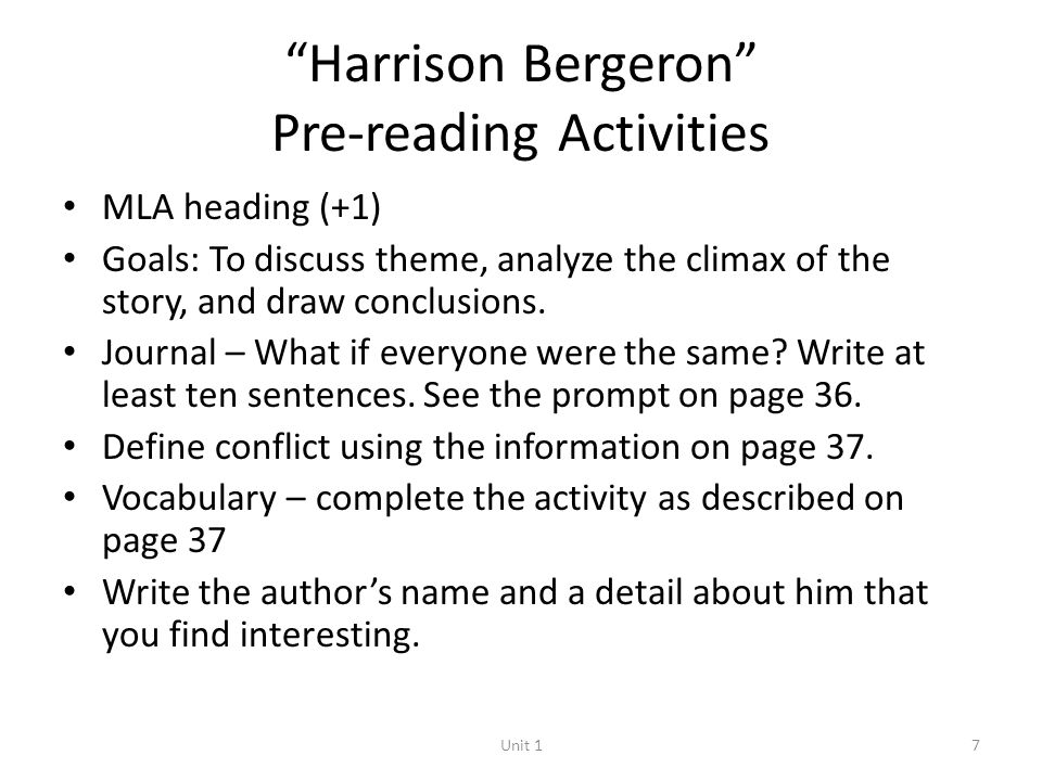 Mla citation for harrison bergeron