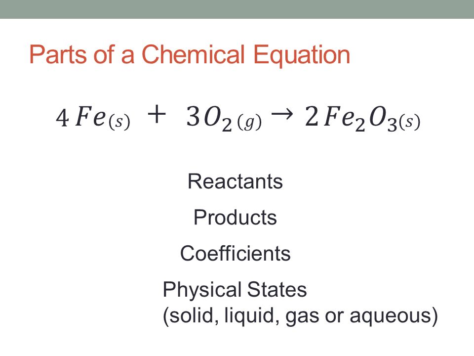 Chapter 6 Chemical Reactions And Equations Warm Up 2 4 Who Can 4 Parts Of A Chemical Equation Reactants Physical States Solid Liquid Gas Or Aqueous Coefficients Products