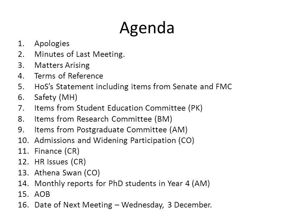staff meeting notes
