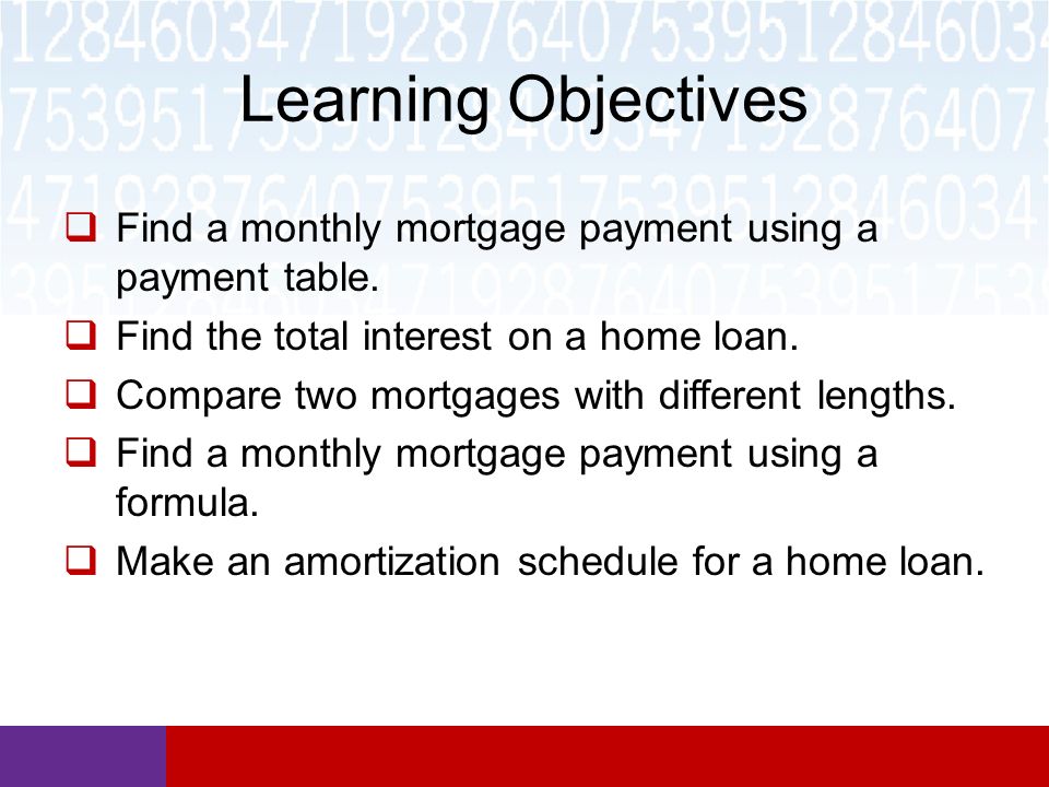 mortgage payment table