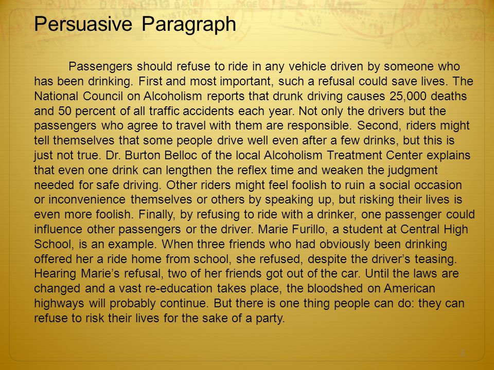 persuasive essay on drunk driving