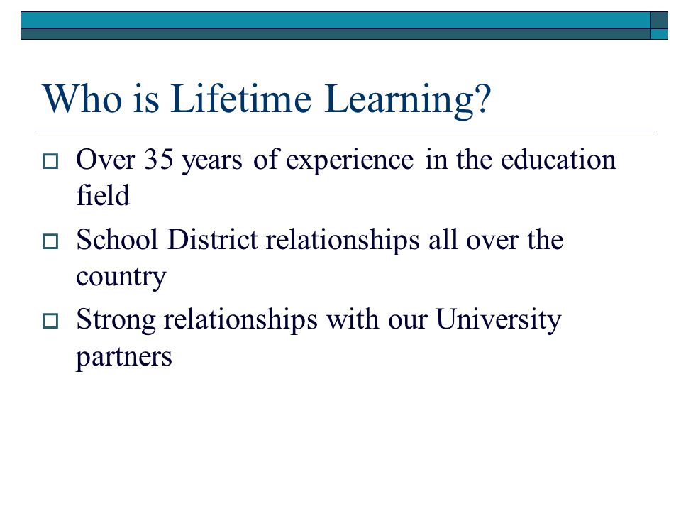 Who is Lifetime Learning.