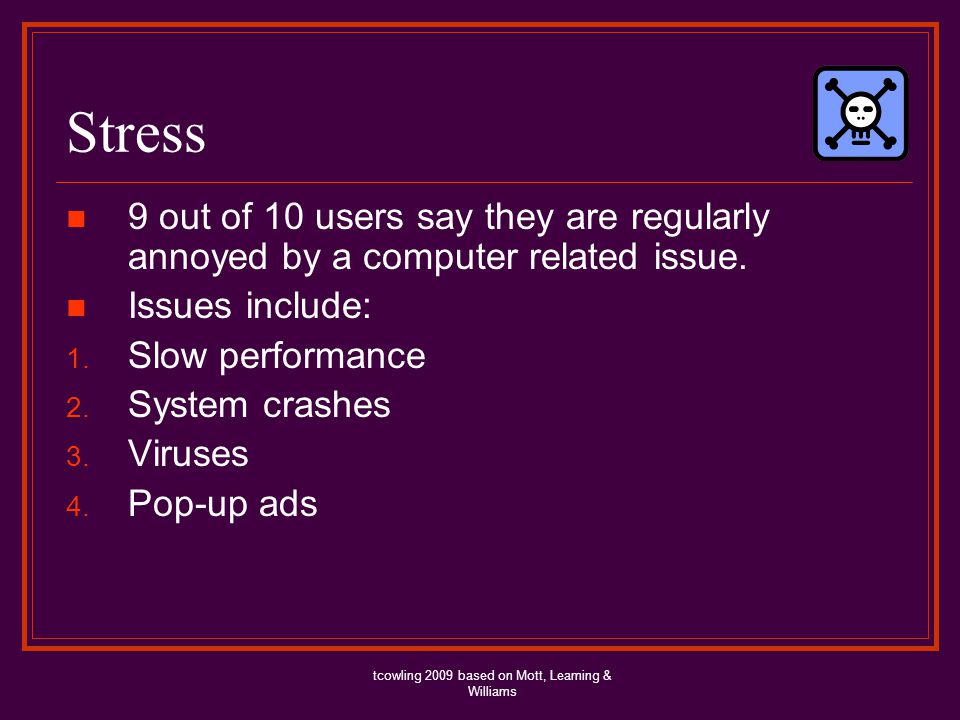 Stress 9 out of 10 users say they are regularly annoyed by a computer related issue.