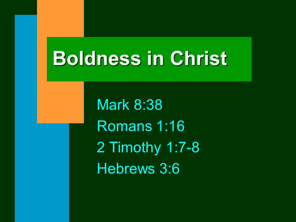 Boldness in Christ Mark 8:38 Romans 1:16 2 Timothy 1:7-8 Hebrews 3:6