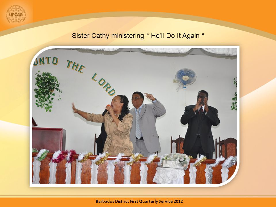 Sister Cathy ministering Hell Do It Again Barbados District First Quarterly Service 2012