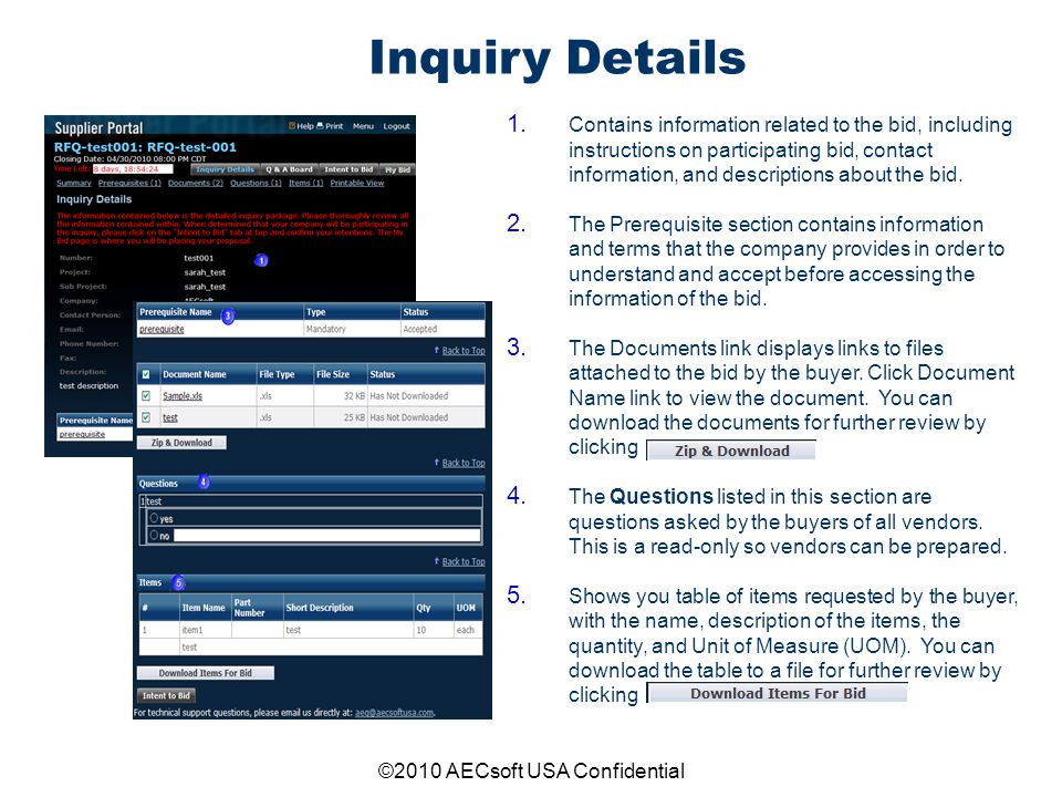 ©2010 AECsoft USA Confidential Inquiry Details 1.