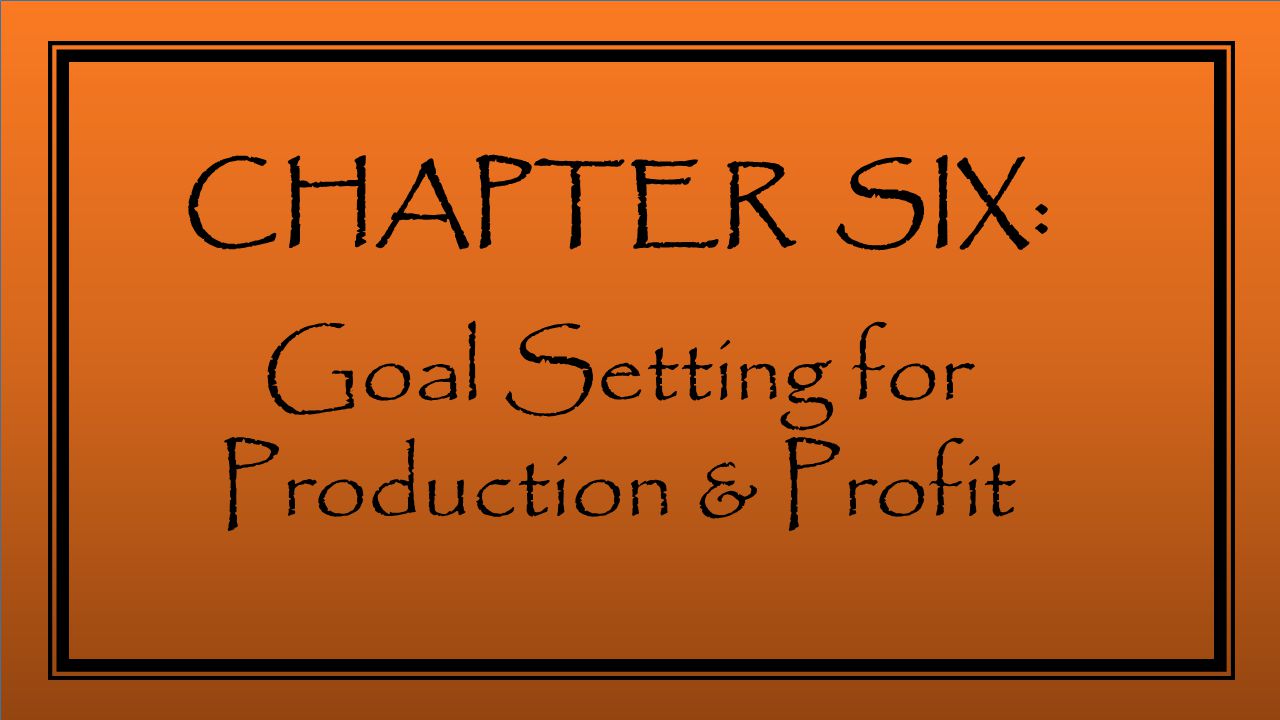 CHAPTER SIX: Goal Setting for Production & Profit