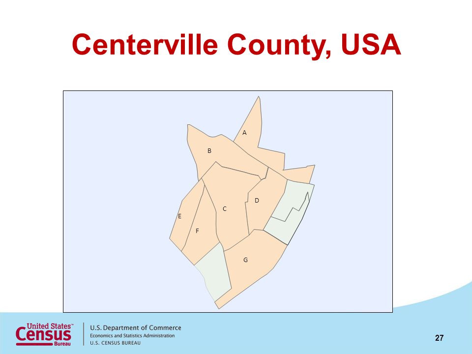 Centerville County, USA C G B A D F E 27