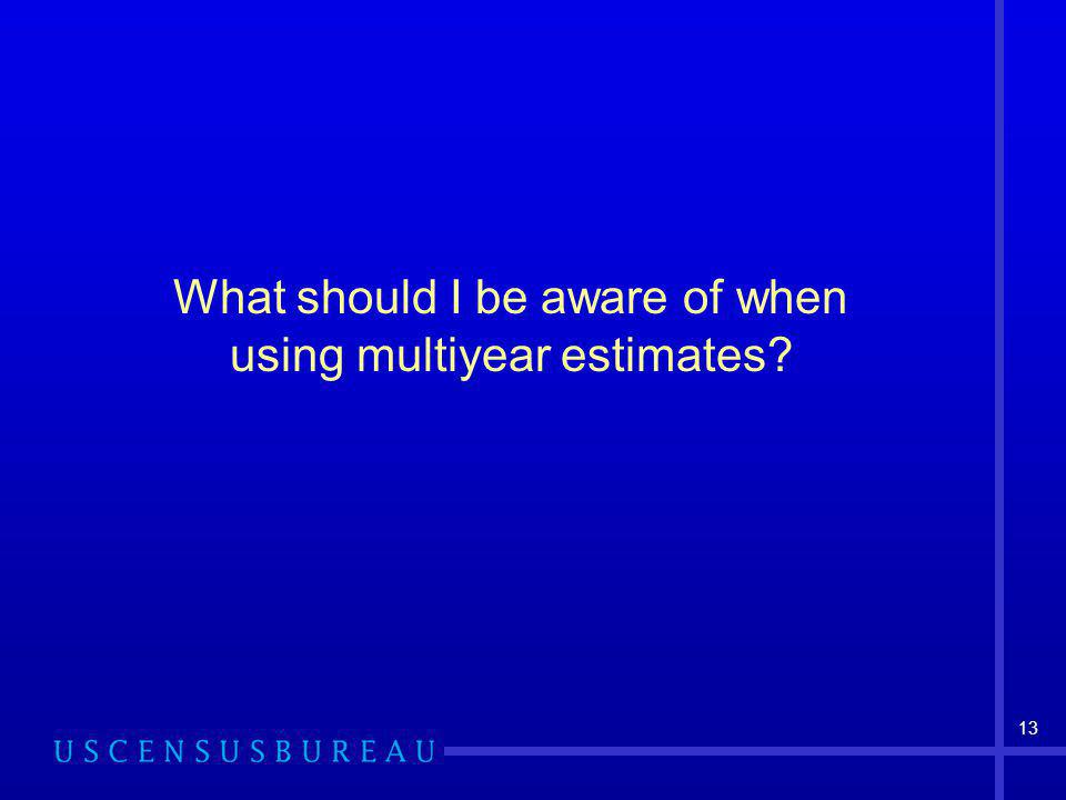 13 What should I be aware of when using multiyear estimates