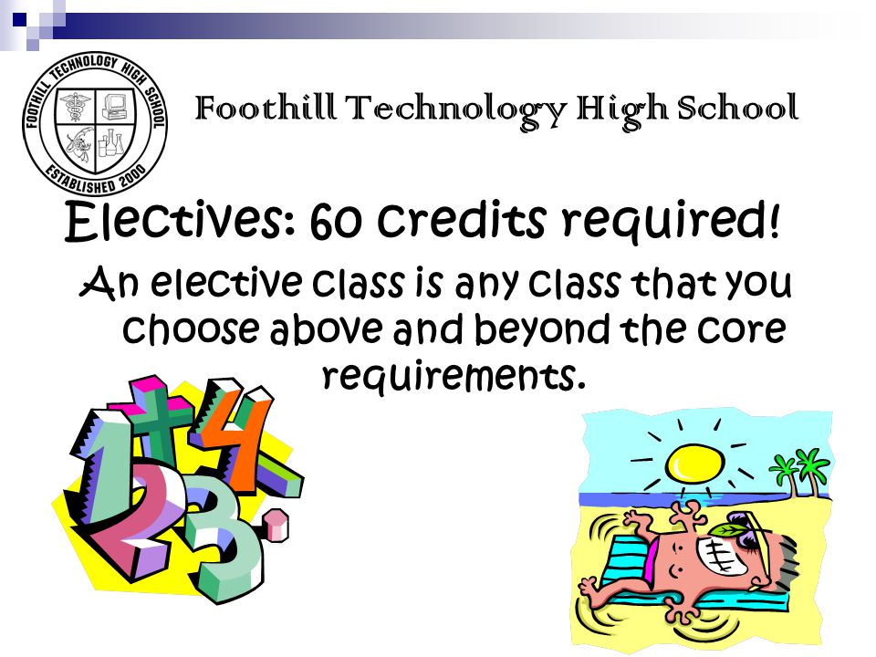 Foothill Technology High School Electives: 60 credits required.