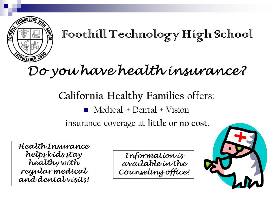Foothill Technology High School Do you have health insurance.