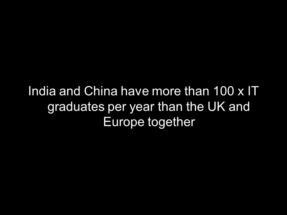 India and China have more than 100 x IT graduates per year than the UK and Europe together