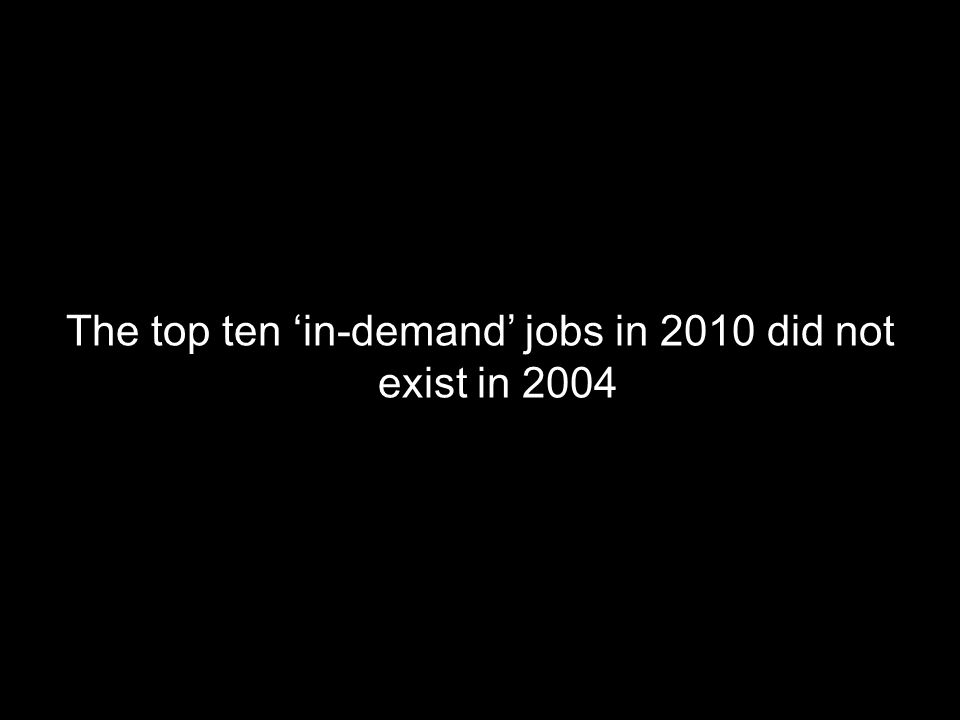 The top ten in-demand jobs in 2010 did not exist in 2004