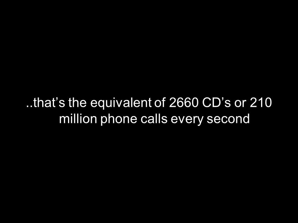 ..thats the equivalent of 2660 CDs or 210 million phone calls every second