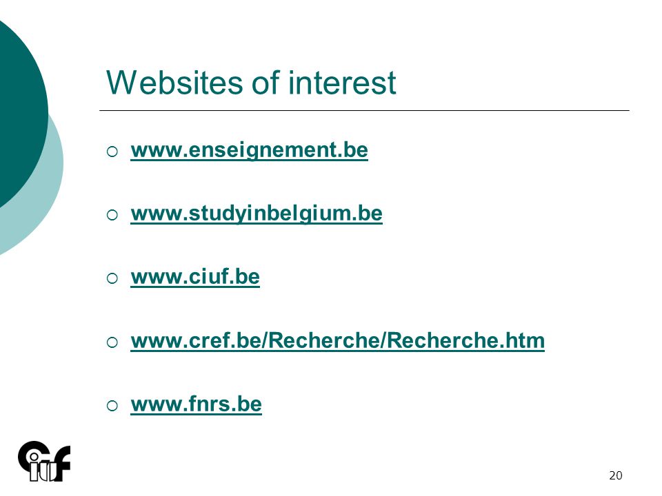 20 Websites of interest