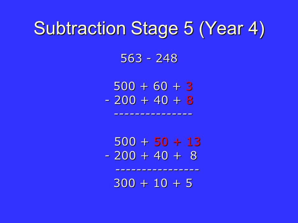 Subtraction Stage 5 (Year 4)