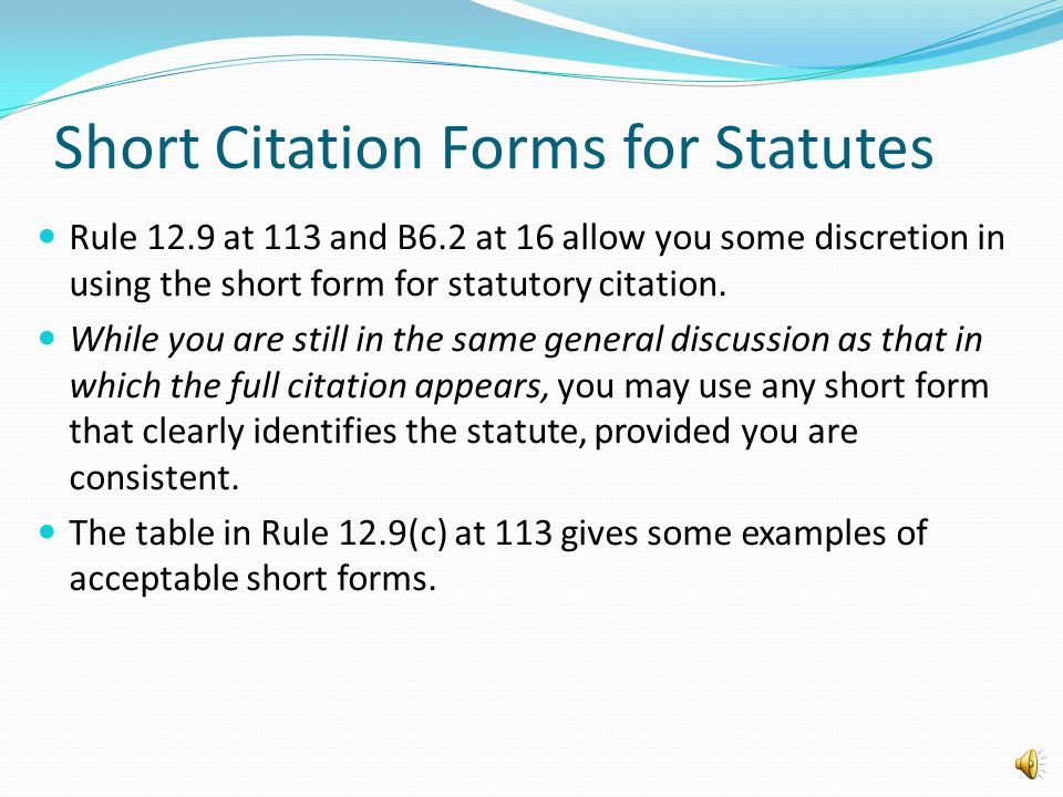 part 5 of the legal methods lecture series by lisa mcelroy ppt short form citation
