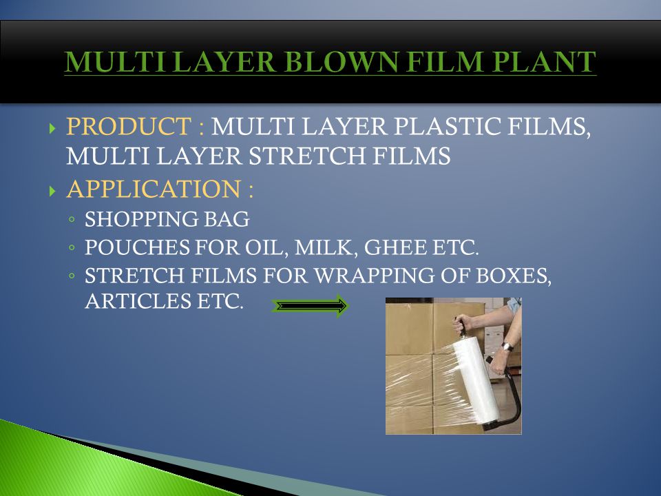 PRODUCT : MULTI LAYER PLASTIC FILMS, MULTI LAYER STRETCH FILMS APPLICATION : SHOPPING BAG POUCHES FOR OIL, MILK, GHEE ETC.