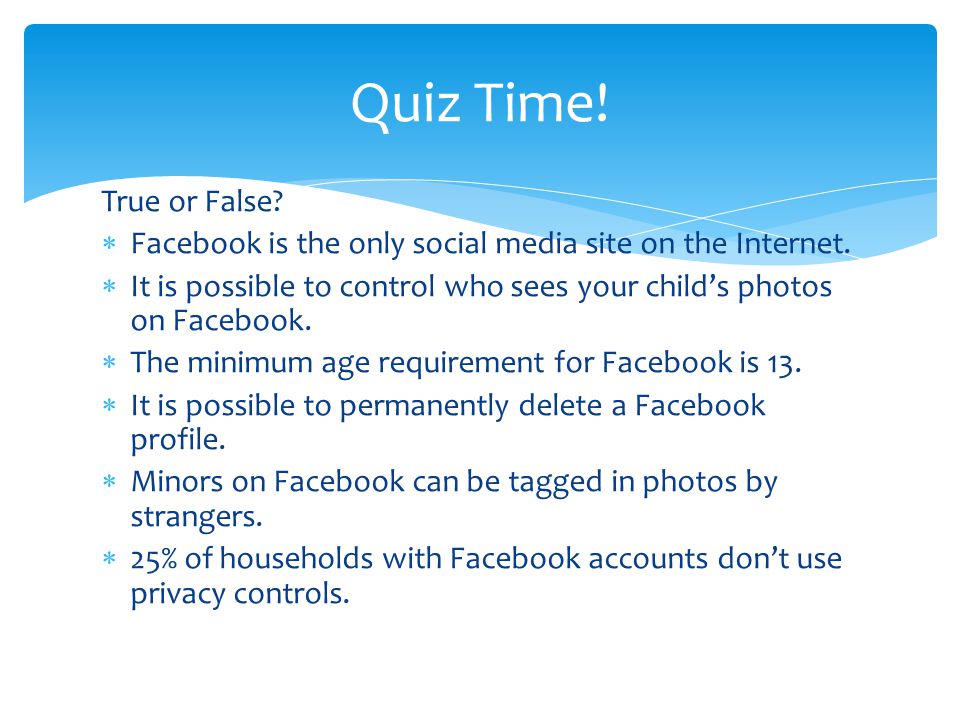 True or False. Facebook is the only social media site on the Internet.
