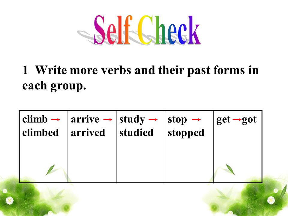 1 Write more verbs and their past forms in each group.