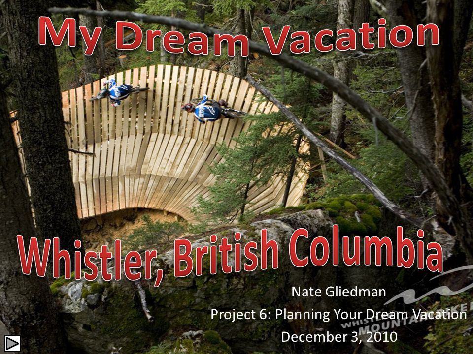 Nate Gliedman Project 6: Planning Your Dream Vacation December 3, 2010