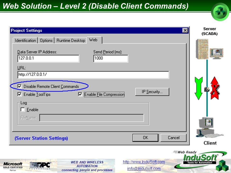 WEB AND WIRELESS AUTOMATION connecting people and processes   Web Solution – Level 2 (Disable Client Commands)
