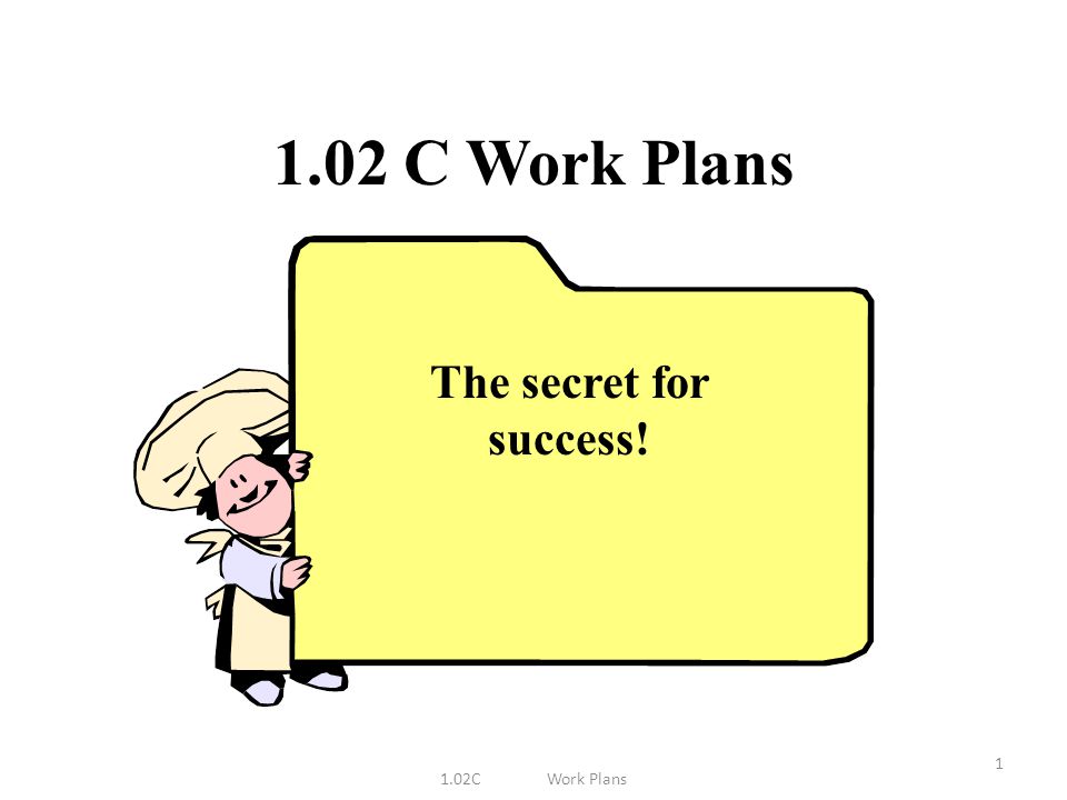1.02 C Work Plans 1 The secret for success!